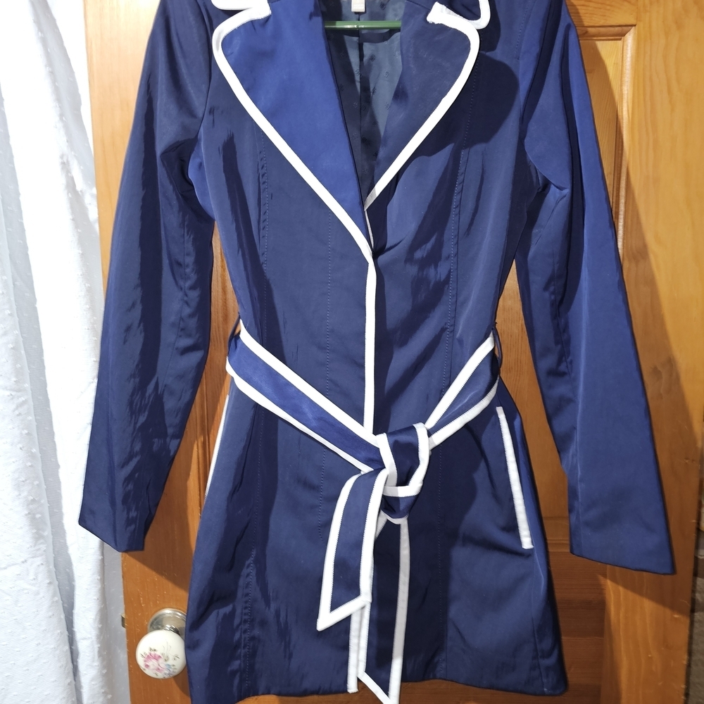 Banana Republic Navy Trench Coat with White Accents - Picture 5 of 6